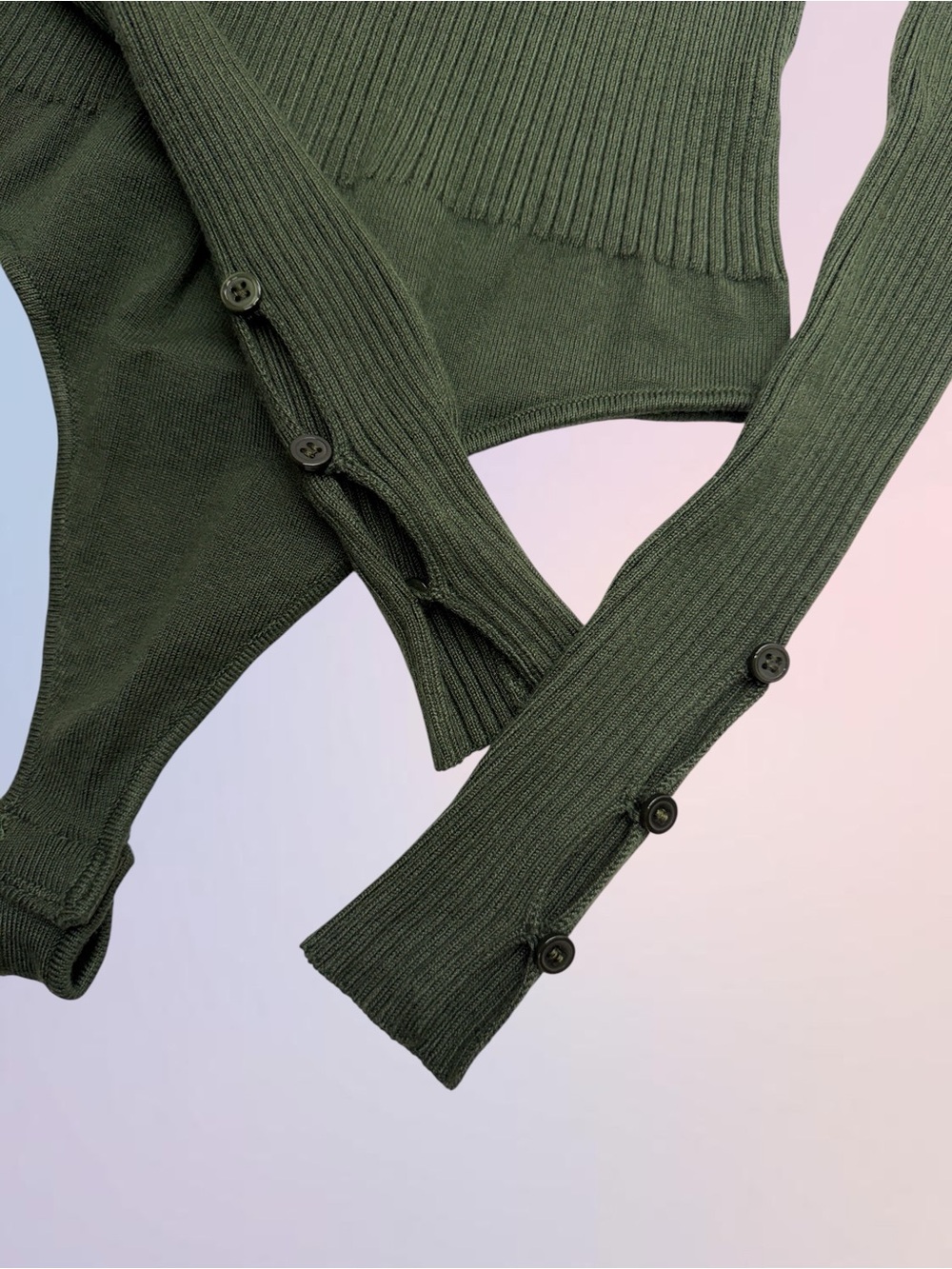 SCOOP Women’s XS (0-2) Green Crew Neck Ribbed Bodysuit - Picture 3 of 3